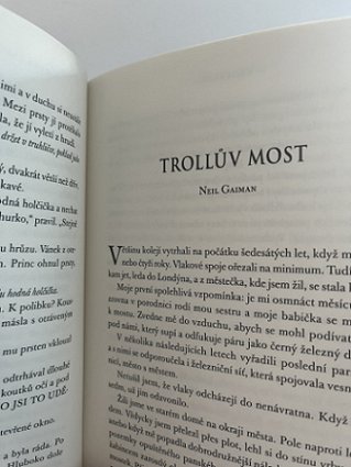 photograph showing the title page for the Czech translation of Troll Bridge by Neil Gaiman, from the anthology Cursed, edited by Marie O'Regan and Paul Kane