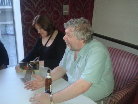 Marie O'Regan and Robert Shearman signing books