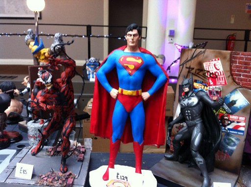 Model display: Venom, Superman, Batman