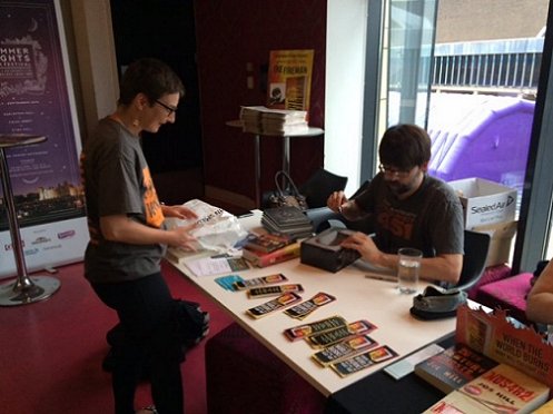Joe Hill signing books at Derby Book Festival