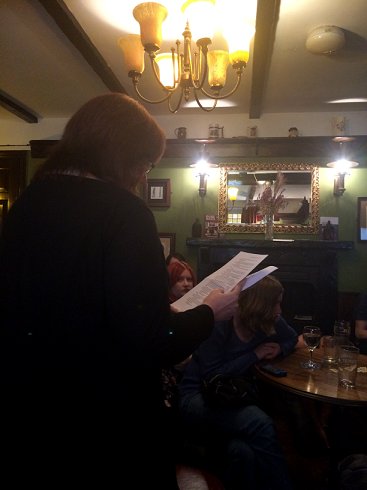 Marie O'Regan, reading at York BSFA/BFS Pubmeet