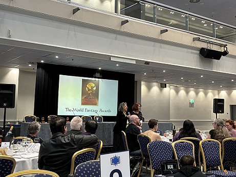 photograph showing the start of the World Fantasy Awards ceremony at WFC2025