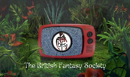 banner image showing a red portable TV showing static and the BFS logo in a garden filled with plants and red flowers
